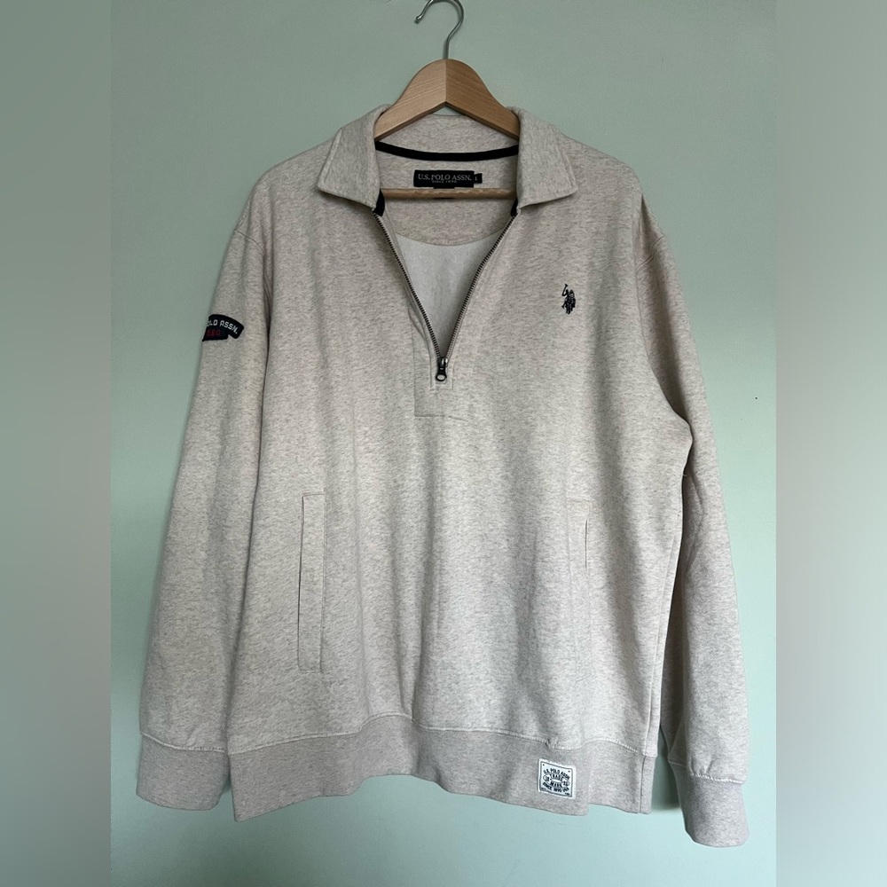 U.S. Polo Assn. Men's Light Gray Zip-Up Sweater